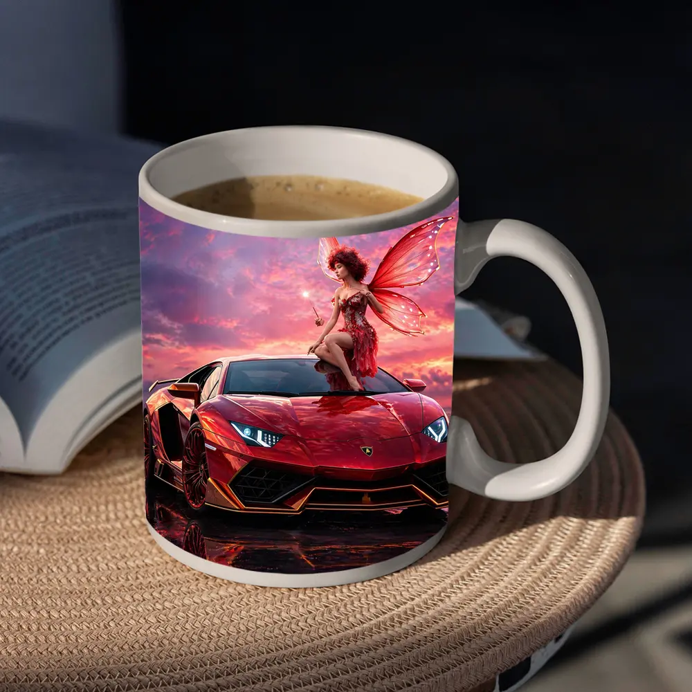 Red Lamborghini Huracan Fairy Fantasy Art – Mugs
