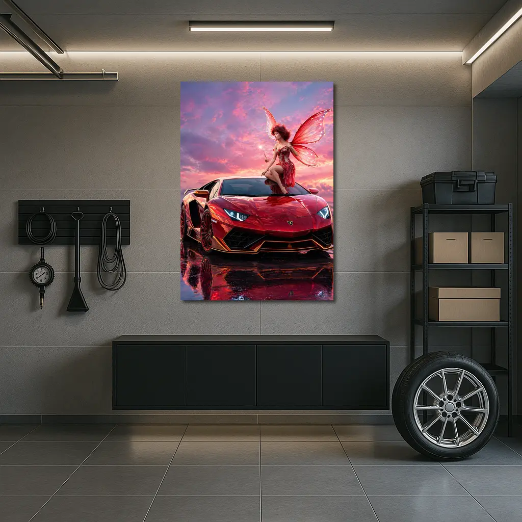 Red Lamborghini Huracan Fairy Fantasy Art – Wall Art