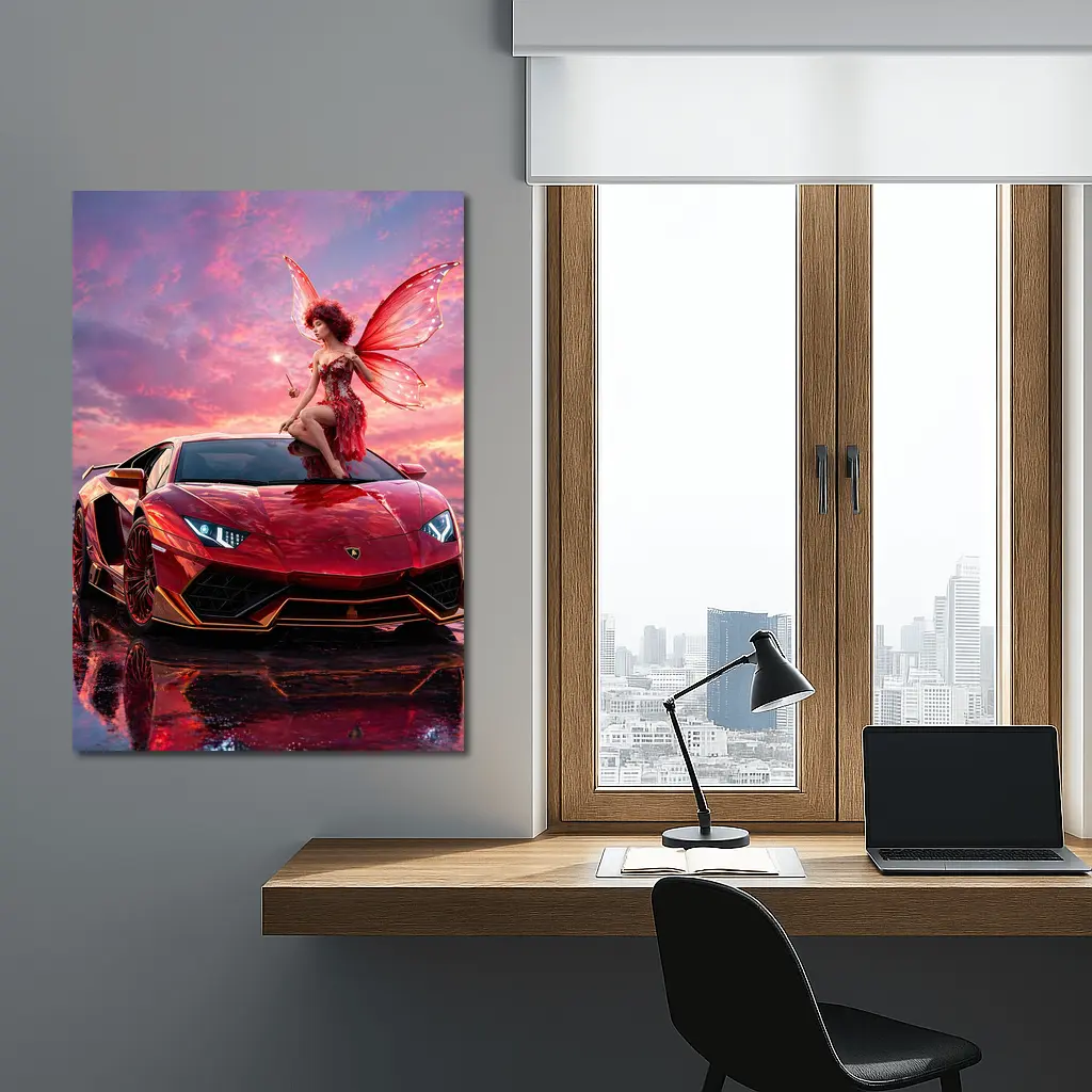 Red Lamborghini Huracan Fairy Fantasy Art – Wall Art