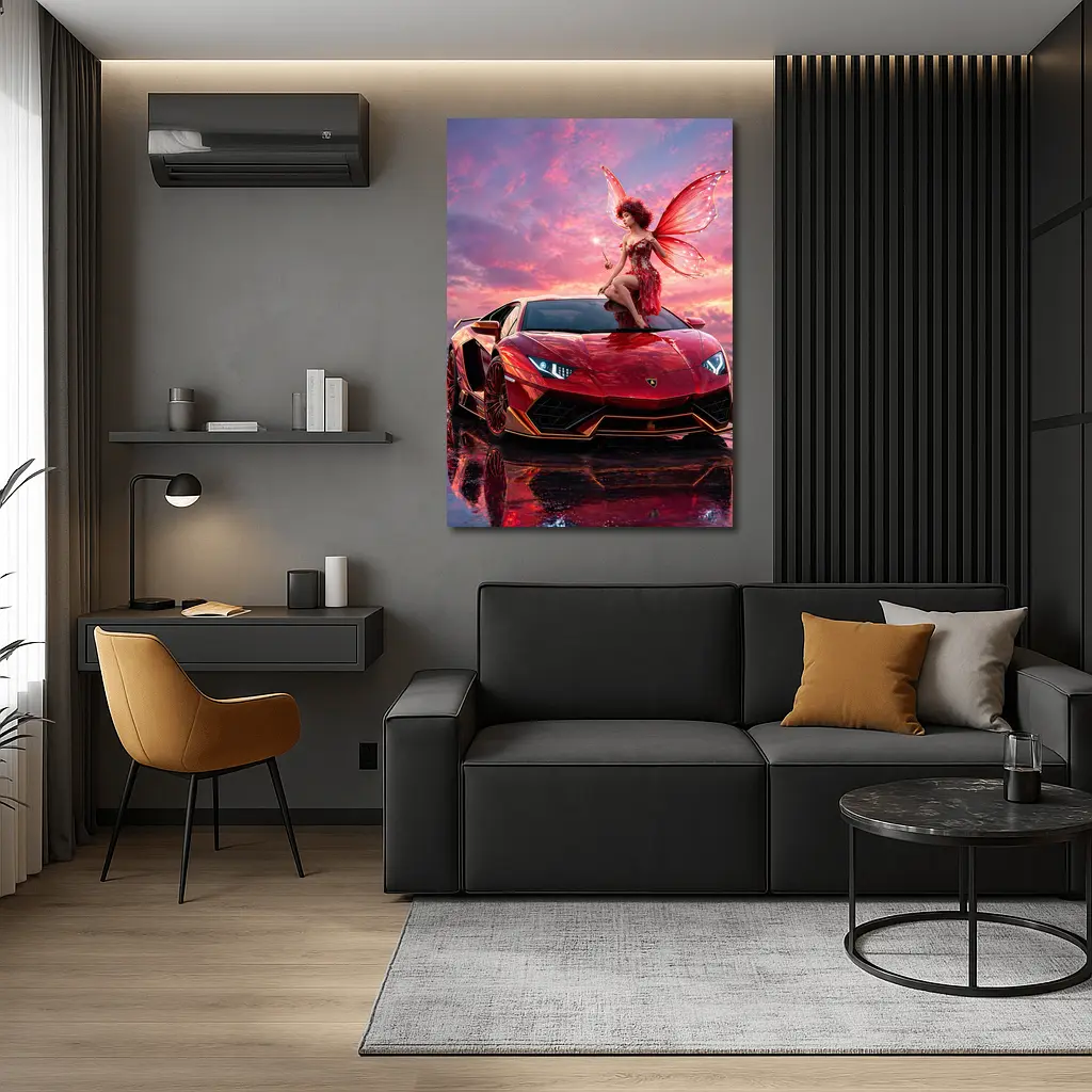 Red Lamborghini Huracan Fairy Fantasy Art – Wall Art