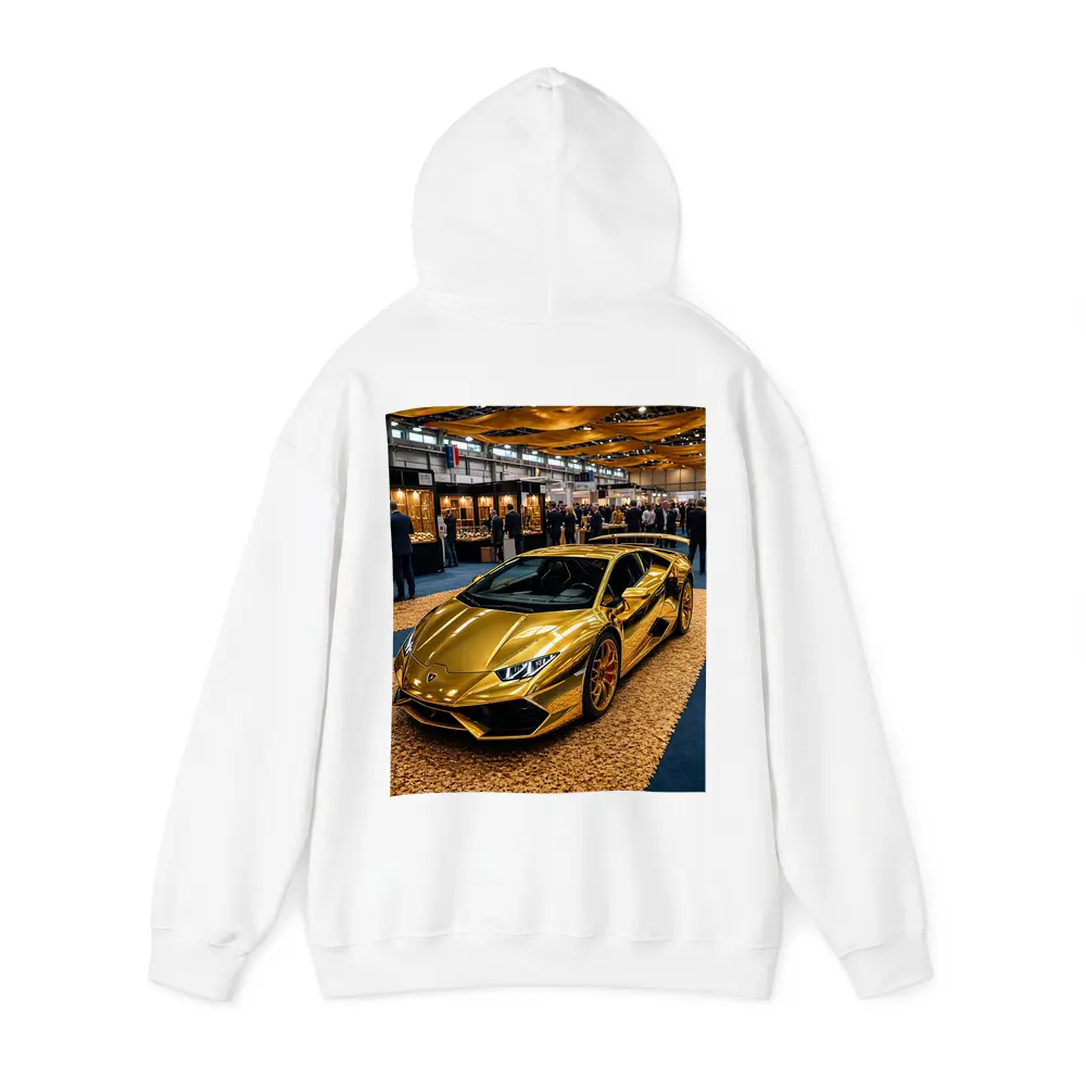 Gold Lamborghini Huracan At Luxury Car Show – Hoodies