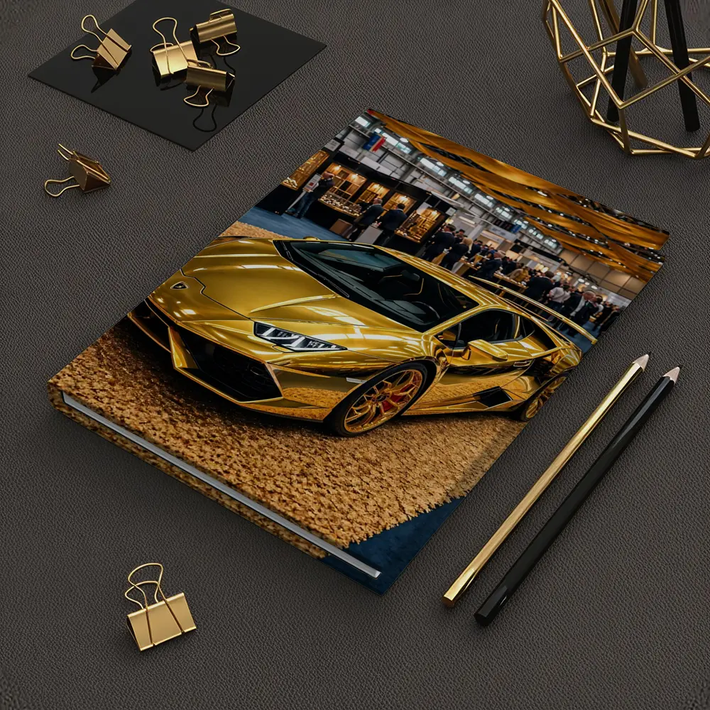 Gold Lamborghini Huracan At Luxury Car Show – Notebooks