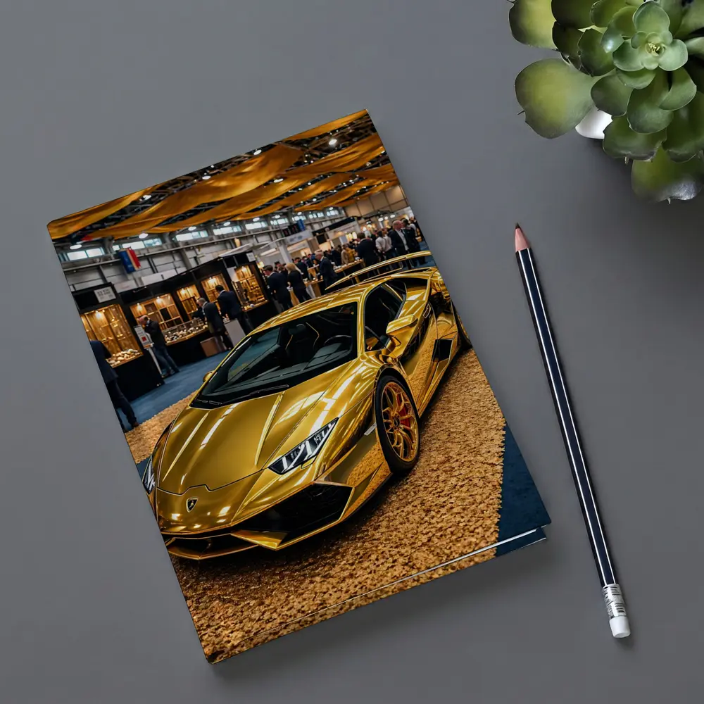 Gold Lamborghini Huracan At Luxury Car Show – Notebooks