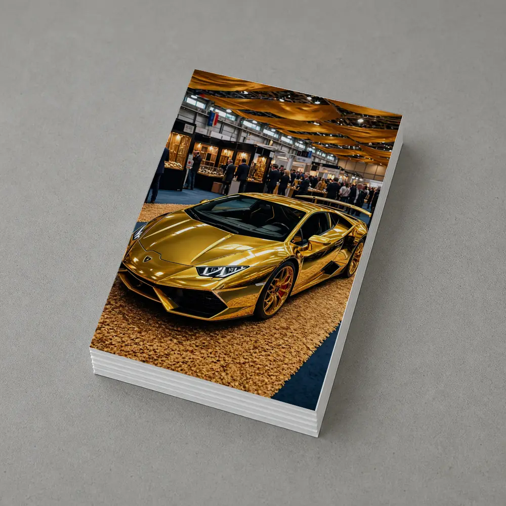 Gold Lamborghini Huracan At Luxury Car Show – Postcards