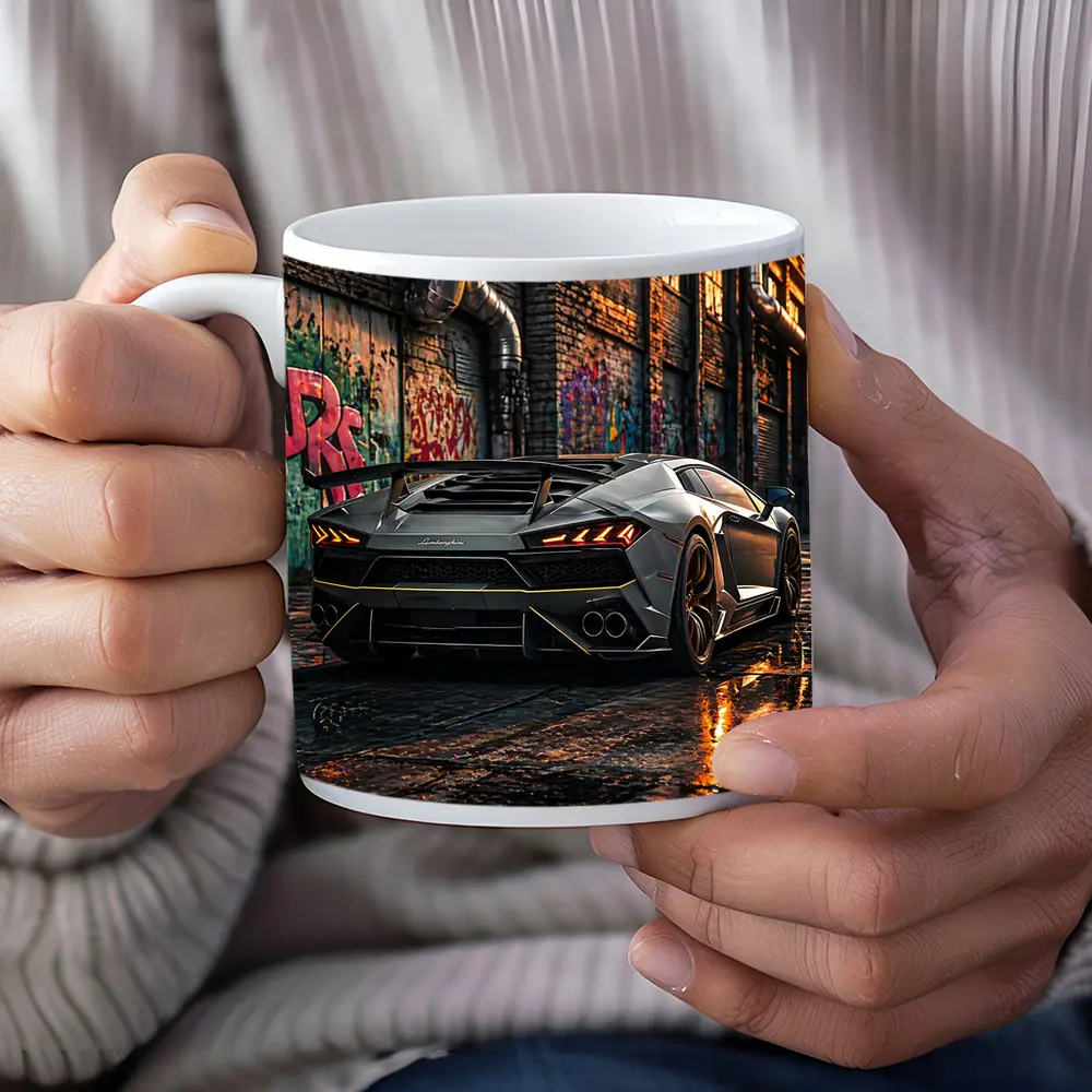 Lamborghini Huracan Gray Urban Graffiti Alley – Mugs
