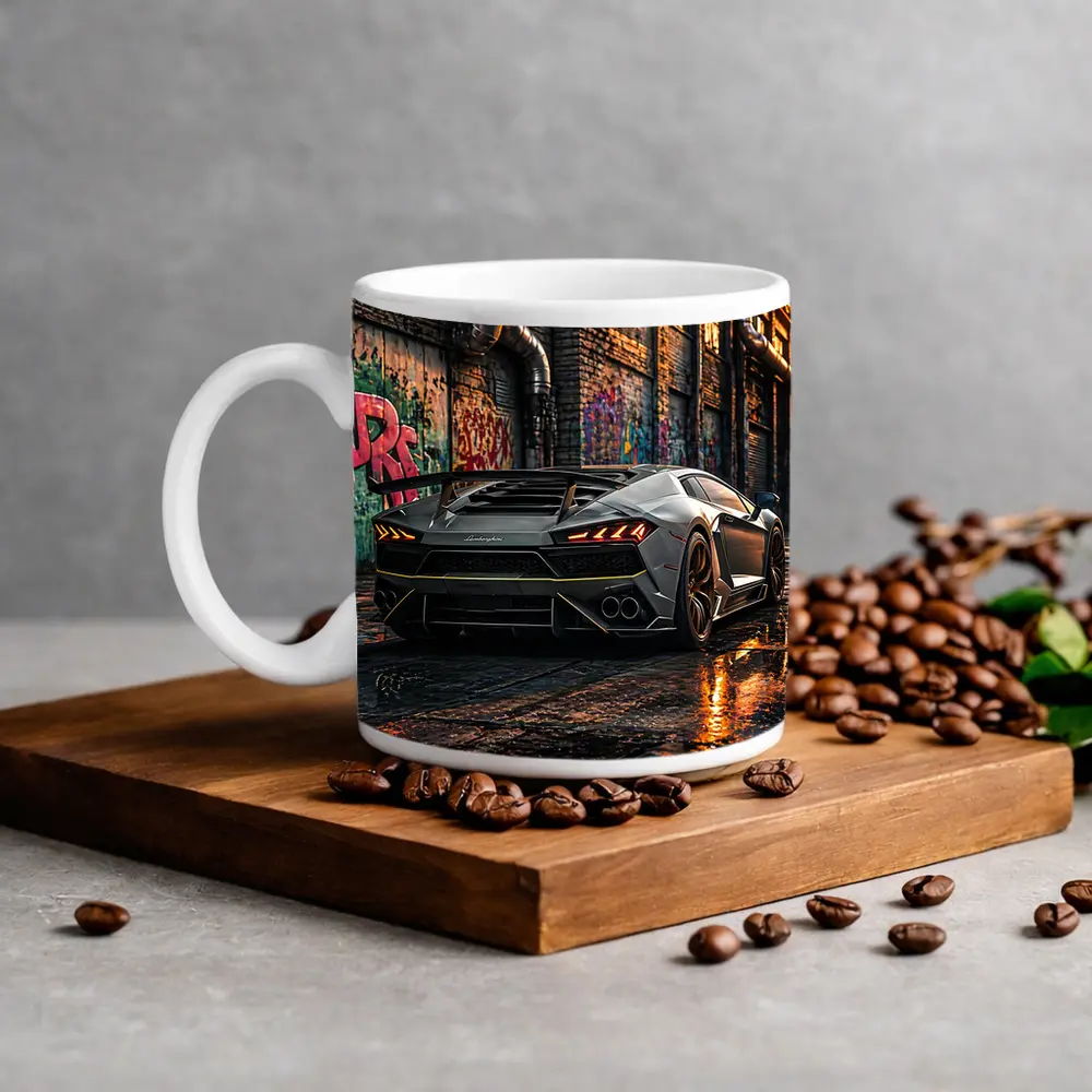 Lamborghini Huracan Gray Urban Graffiti Alley – Mugs
