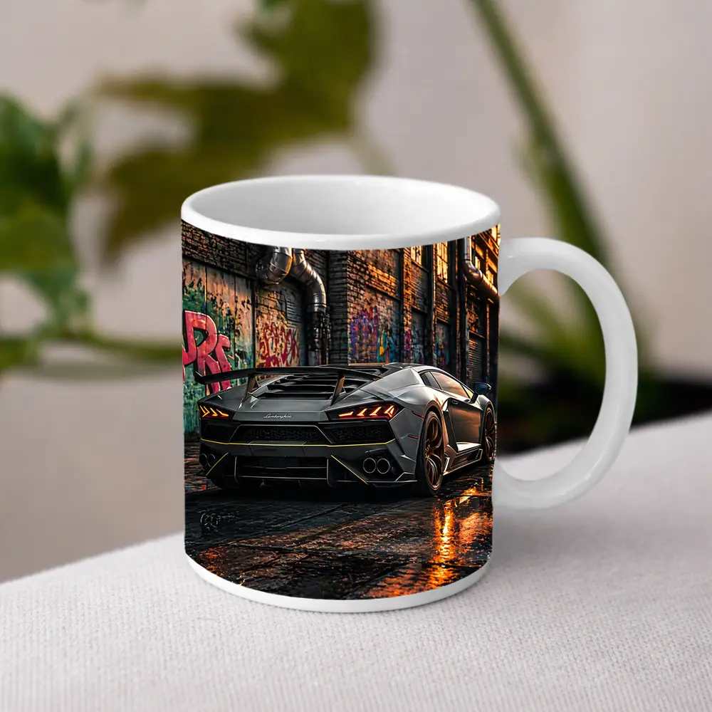 Lamborghini Huracan Gray Urban Graffiti Alley – Mugs