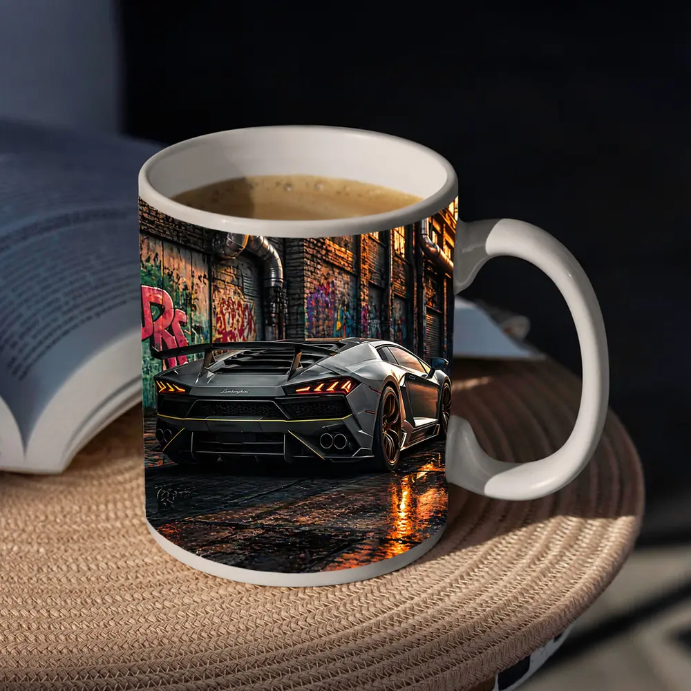 Lamborghini Huracan Gray Urban Graffiti Alley – Mugs