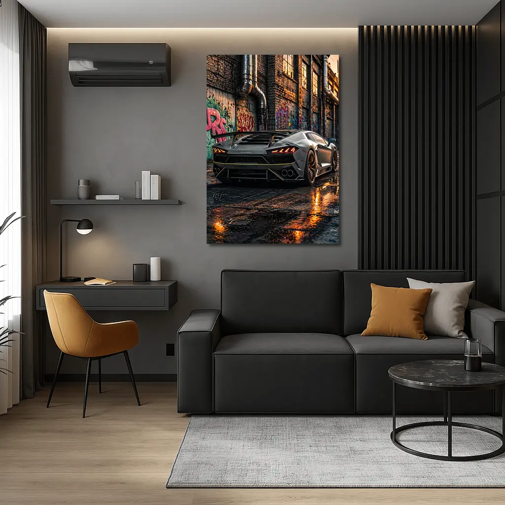 Lamborghini Huracan Gray Urban Graffiti Alley – Wall Art