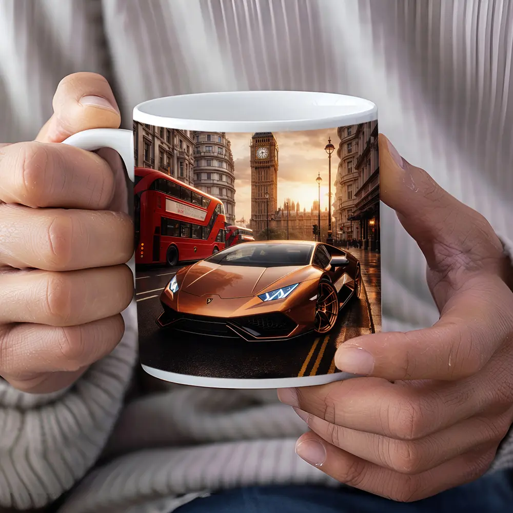 Lamborghini Huracan London Big Ben Street – Mugs