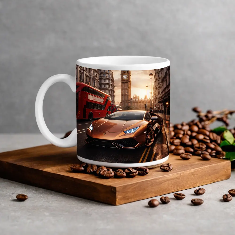 Lamborghini Huracan London Big Ben Street – Mugs