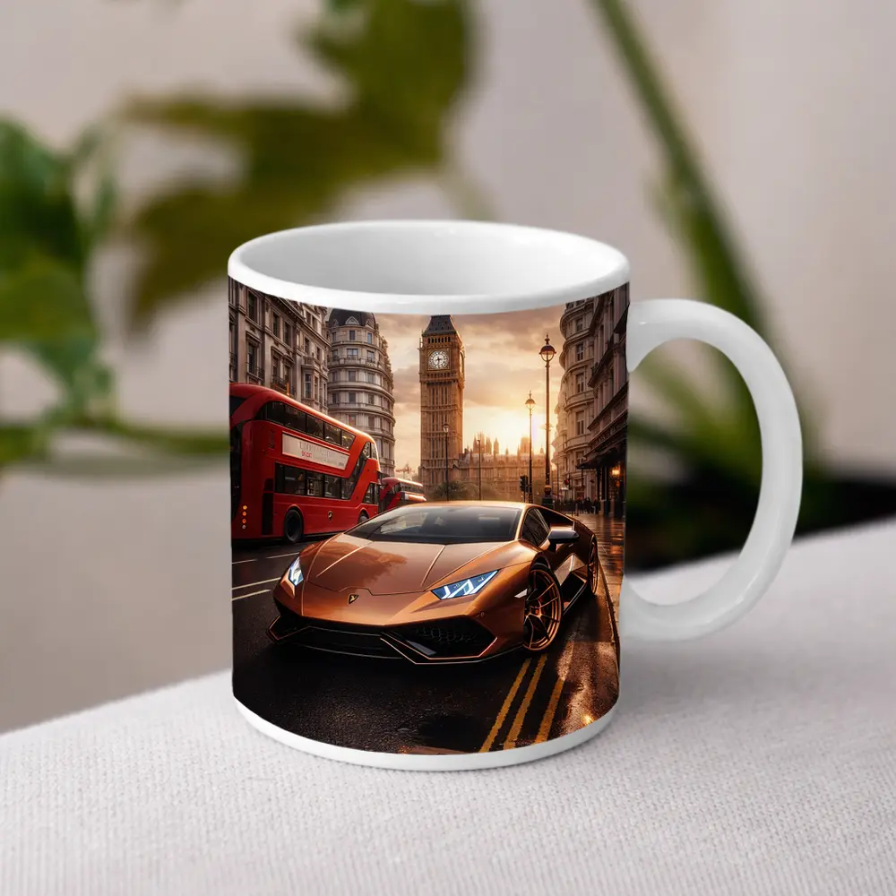 Lamborghini Huracan London Big Ben Street – Mugs