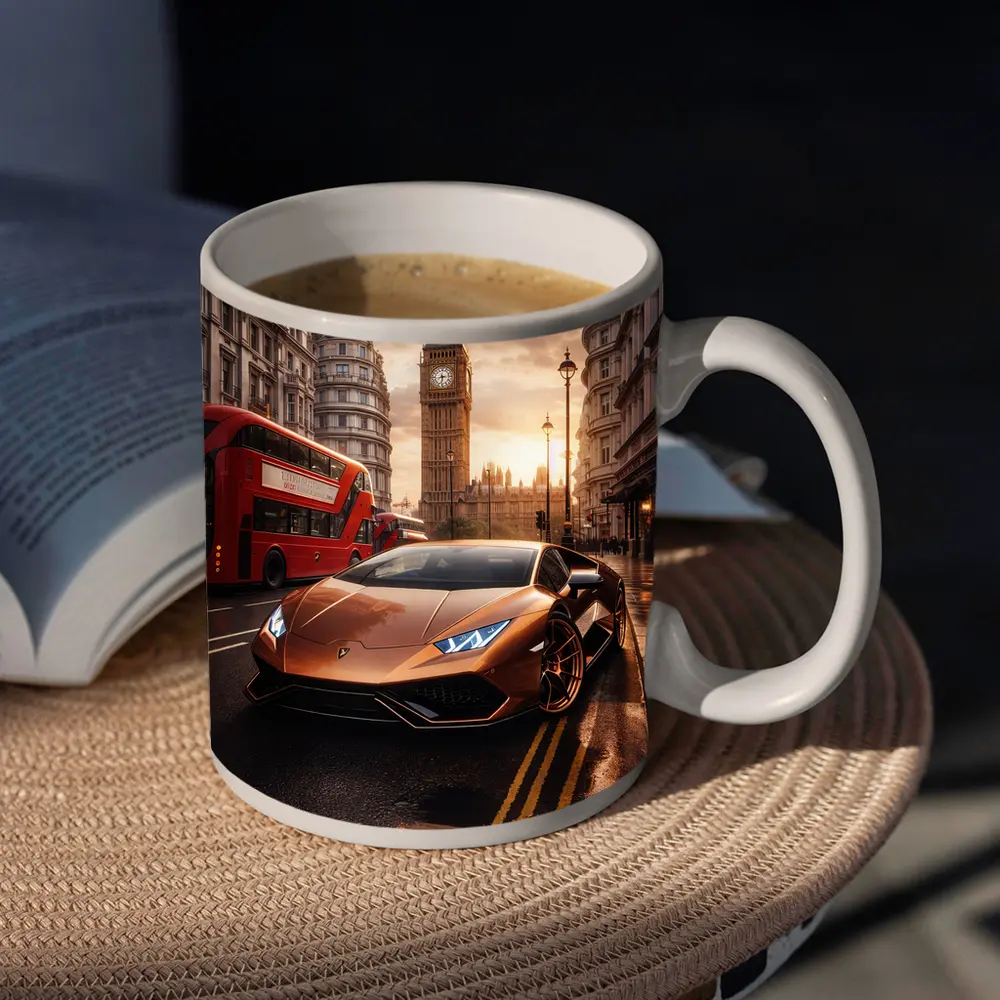 Lamborghini Huracan London Big Ben Street – Mugs