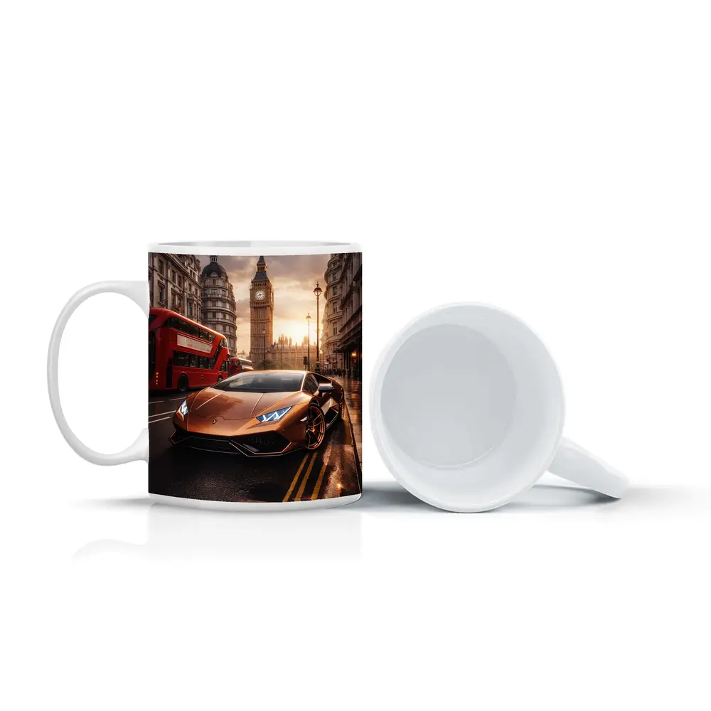 Lamborghini Huracan London Big Ben Street – Mugs