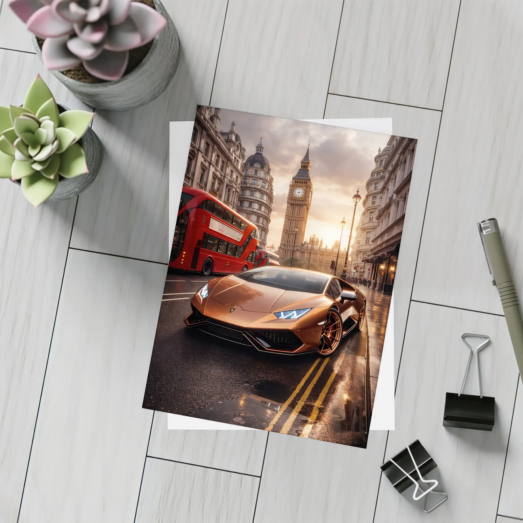Lamborghini Huracan London Big Ben Street – Postcards
