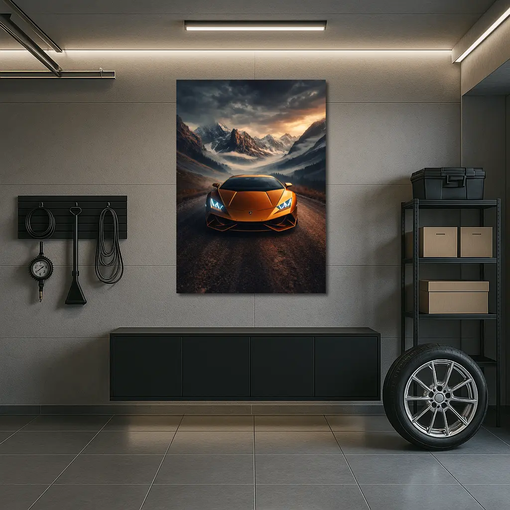 Lamborghini Huracan Orange Mountain Road Drive – Wall Art