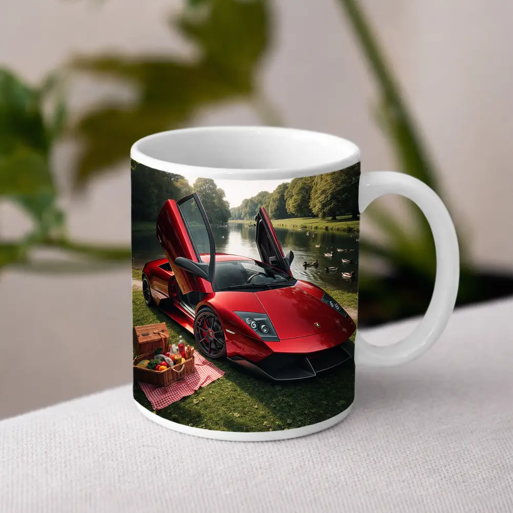 Lamborghini Murcielago Red Scissor Doors Park – Mugs