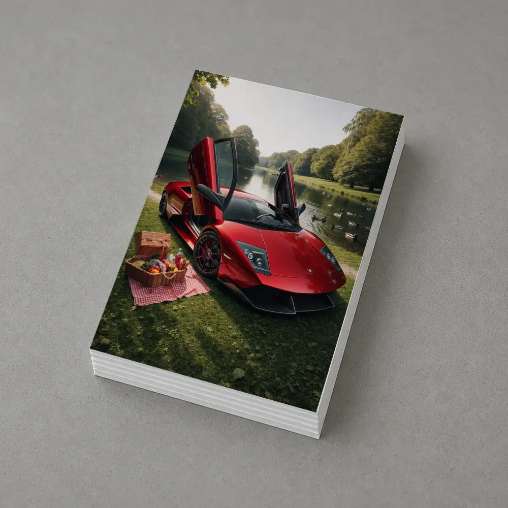 Lamborghini Murcielago Red Scissor Doors Park – Postcards