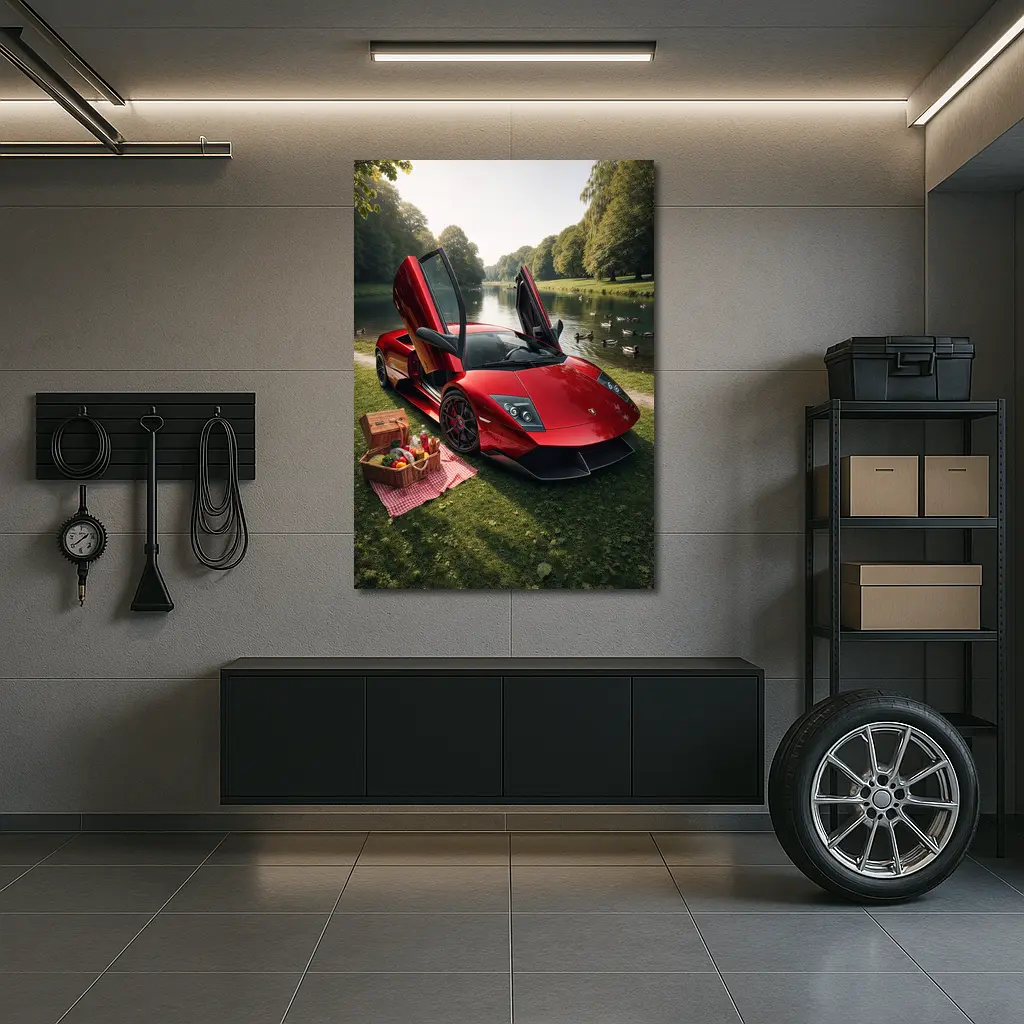 Lamborghini Murcielago Red Scissor Doors Park – Wall Art