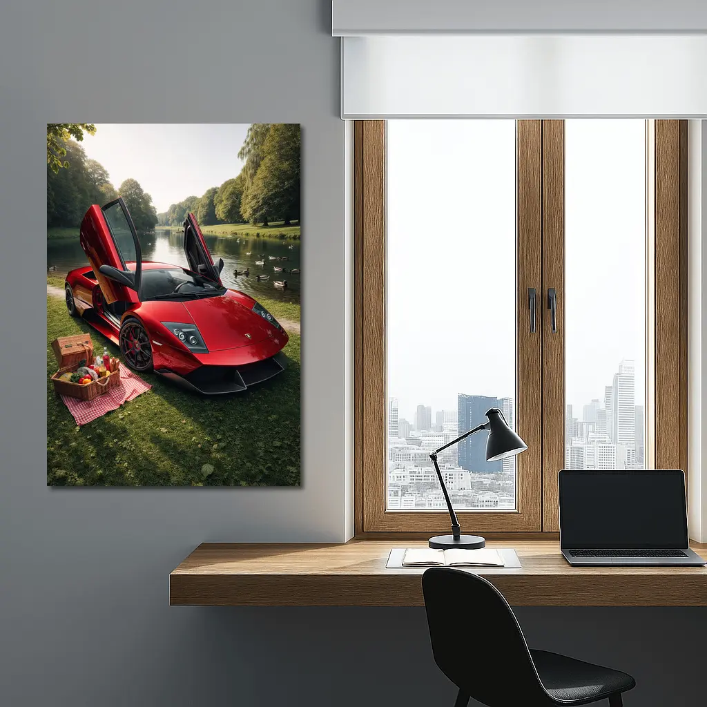 Lamborghini Murcielago Red Scissor Doors Park – Wall Art