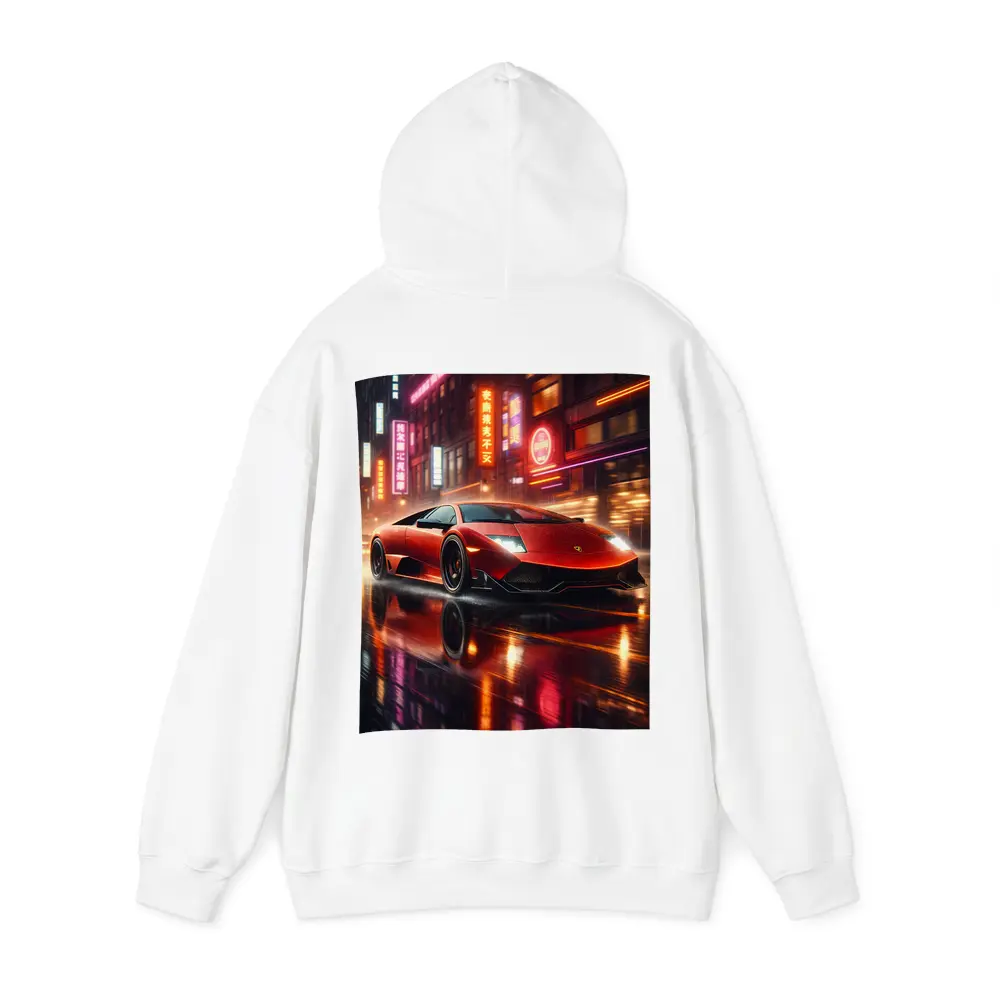 Lamborghini Murcielago Red Neon Rainy City Night – Hoodies