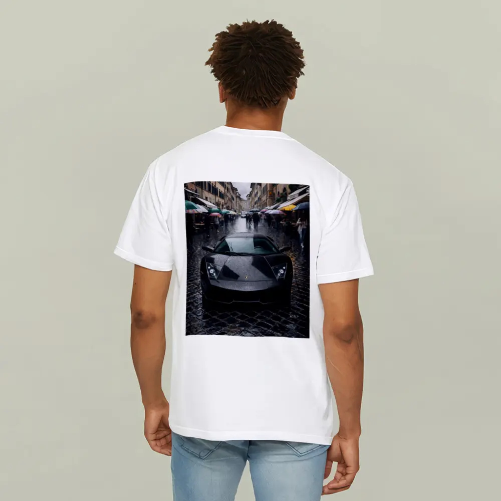 Lamborghini Murcielago Black Rainy City Street – T-Shirts