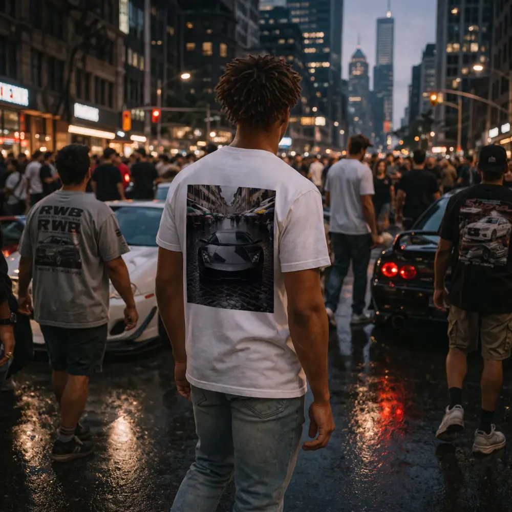 Lamborghini Murcielago Black Rainy City Street – T-Shirts