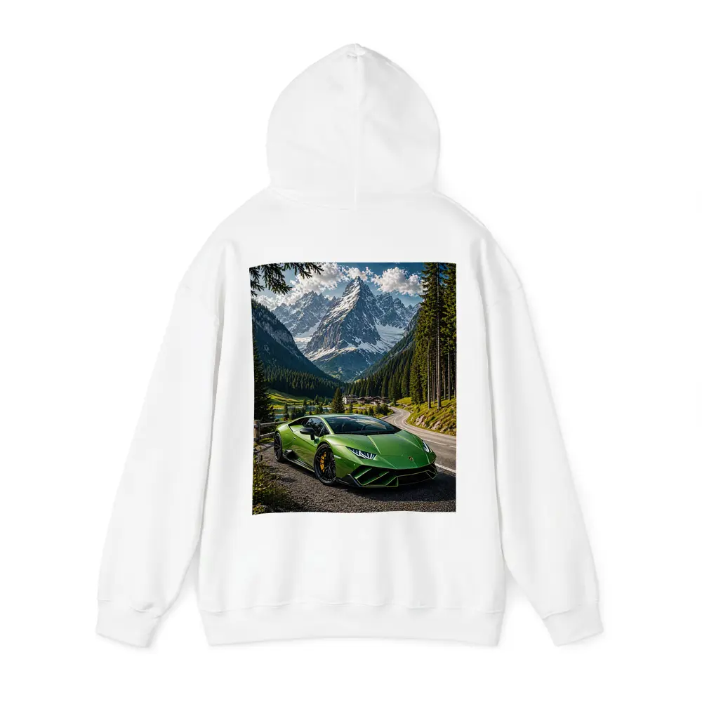 Lamborghini Huracan Green Alpine Mountain Road – Hoodies