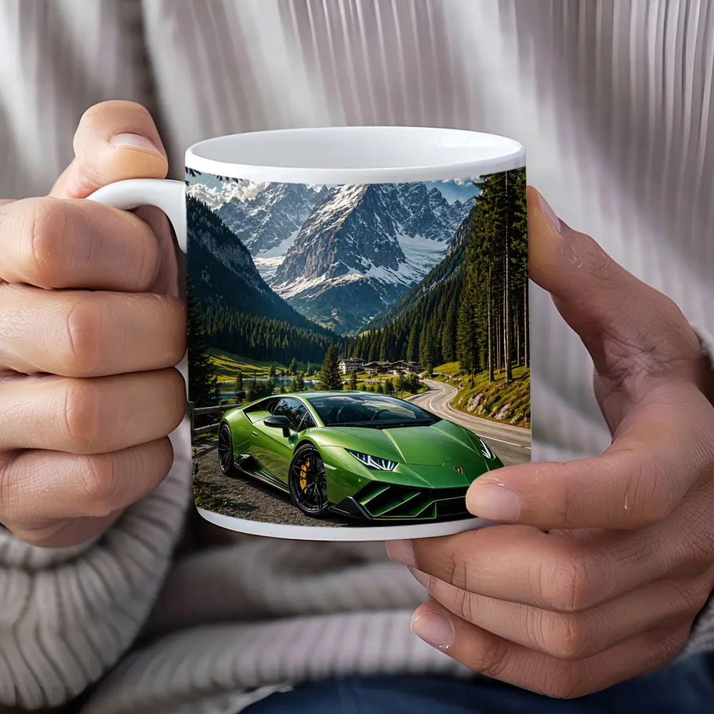 Lamborghini Huracan Green Alpine Mountain Road – Mugs