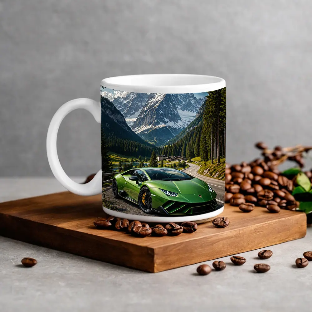 Lamborghini Huracan Green Alpine Mountain Road – Mugs