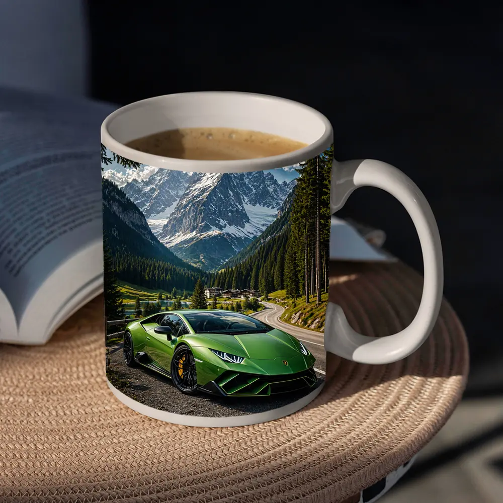 Lamborghini Huracan Green Alpine Mountain Road – Mugs
