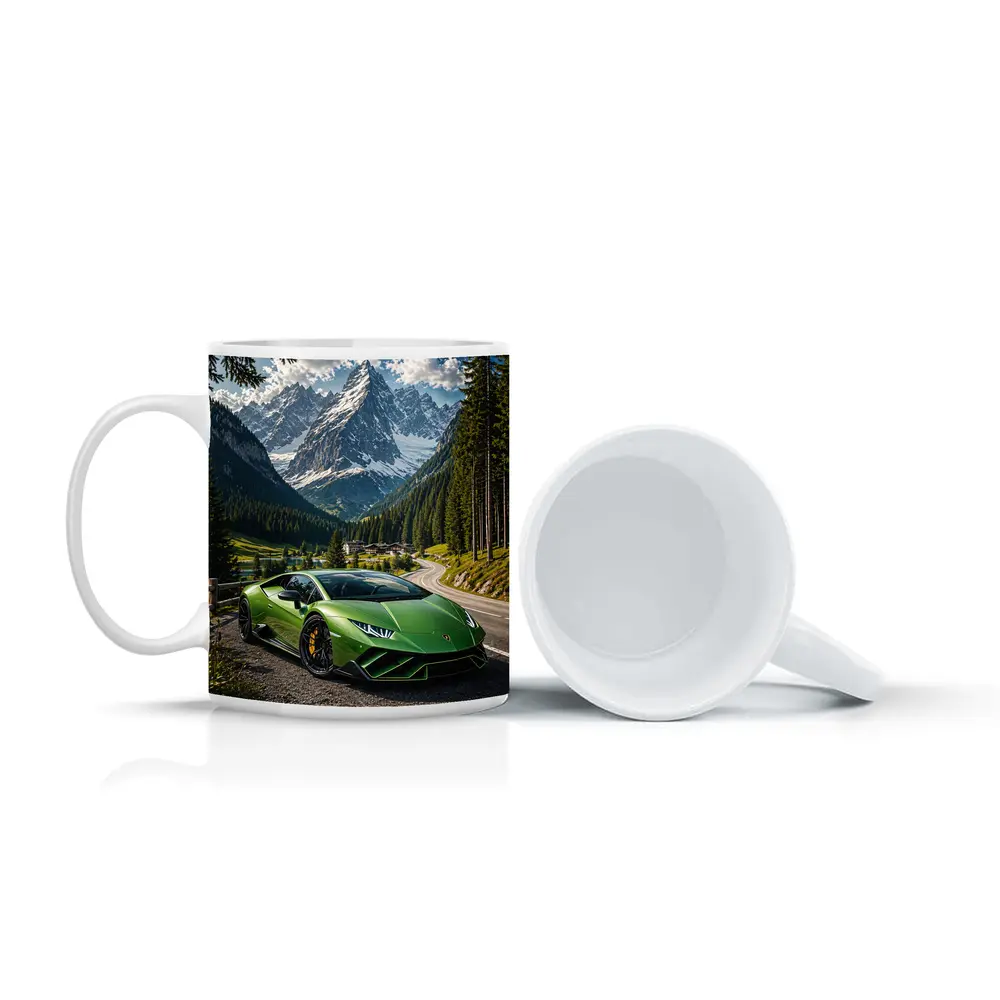Lamborghini Huracan Green Alpine Mountain Road – Mugs
