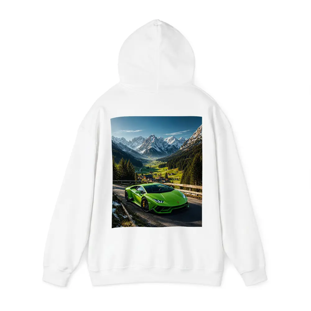 Lamborghini Huracan Green Alpine Mountain Road – Hoodies