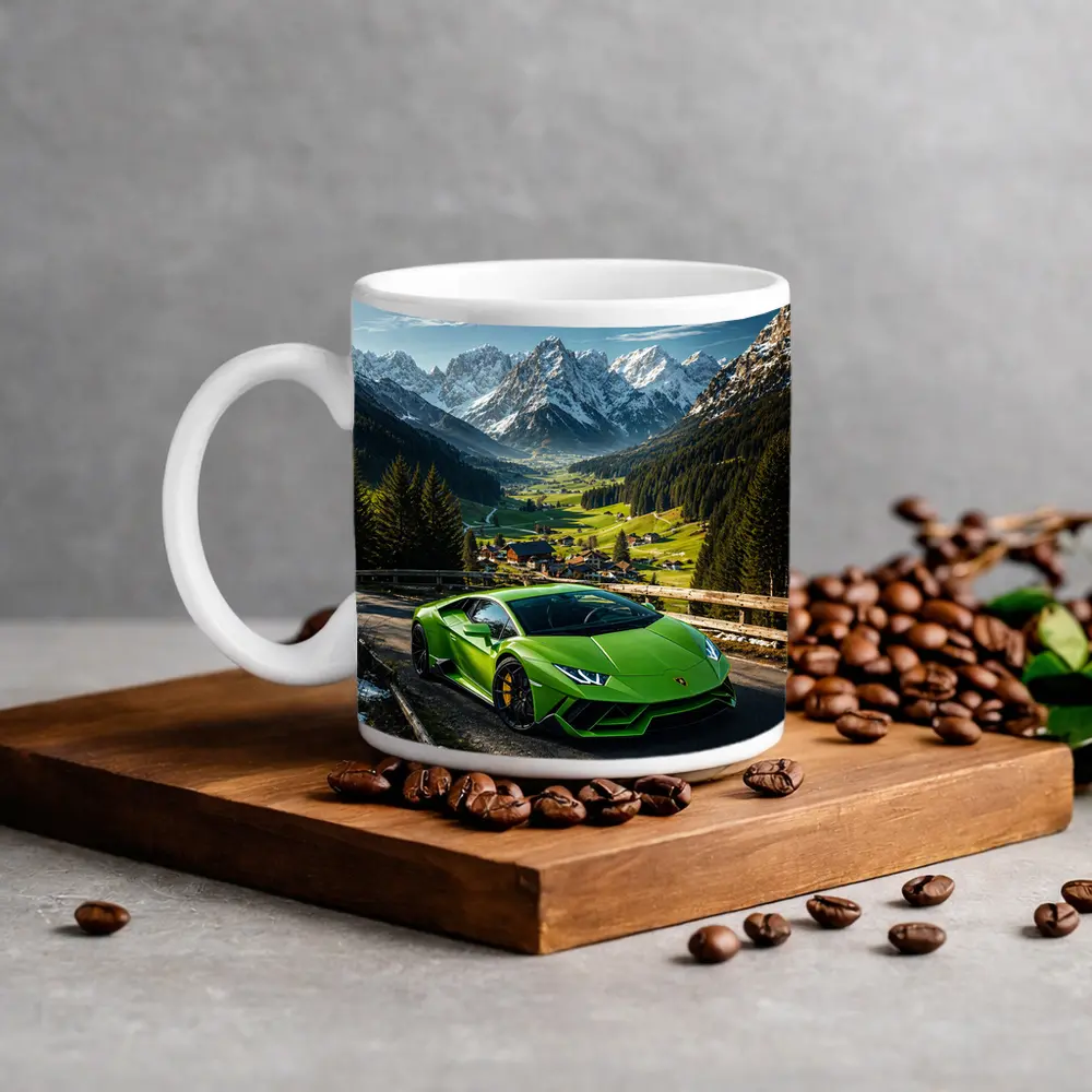 Lamborghini Huracan Green Alpine Mountain Road – Mugs