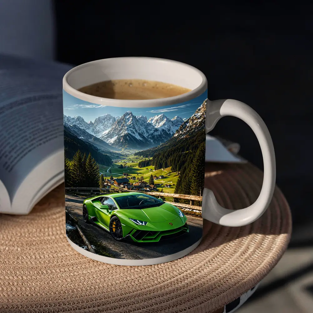 Lamborghini Huracan Green Alpine Mountain Road – Mugs