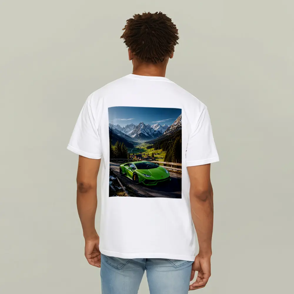 Lamborghini Huracan Green Alpine Mountain Road – T-Shirts