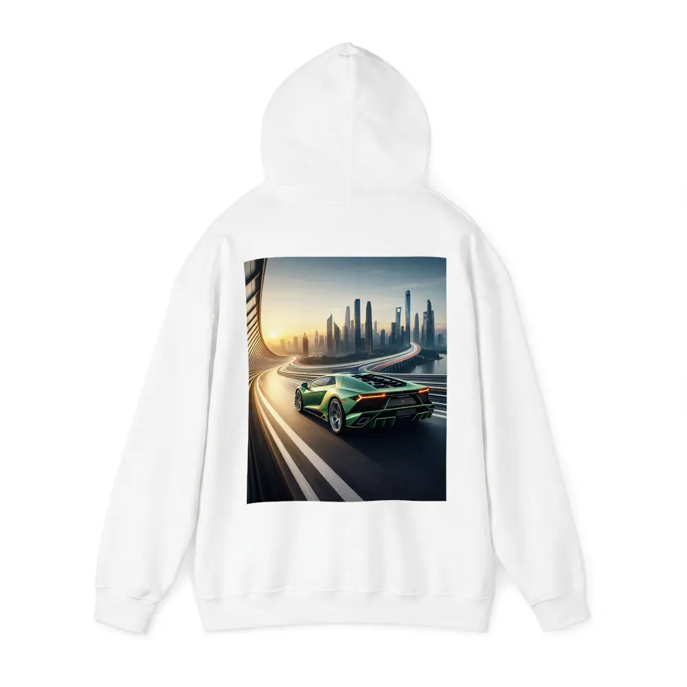 Lamborghini Sian Green City Skyline Drive – Hoodies