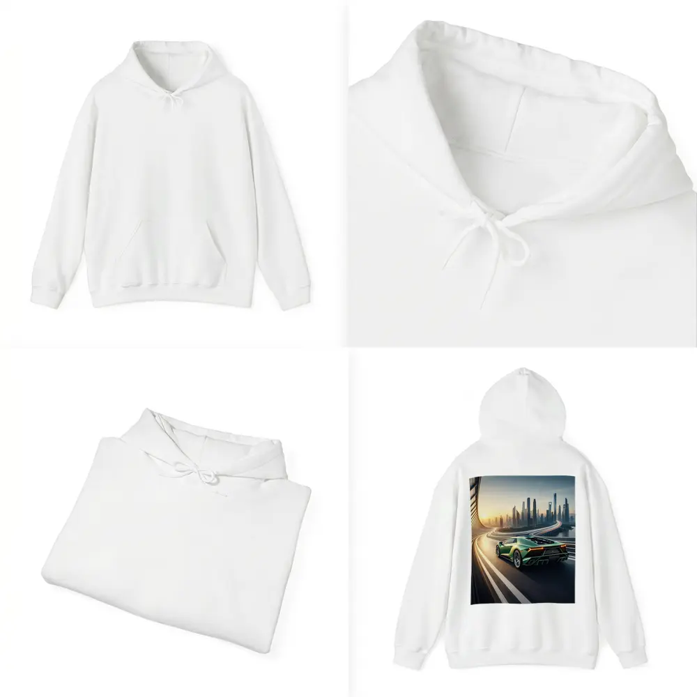 Lamborghini Sian Green City Skyline Drive – Hoodies