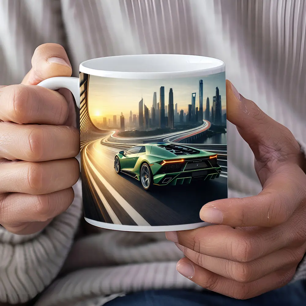 Lamborghini Sian Green City Skyline Drive – Mugs