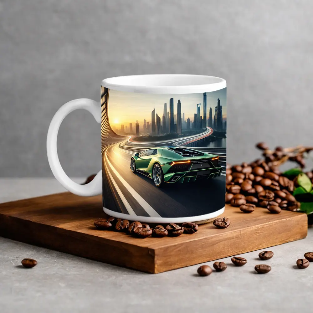 Lamborghini Sian Green City Skyline Drive – Mugs