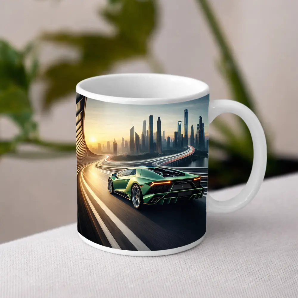 Lamborghini Sian Green City Skyline Drive – Mugs