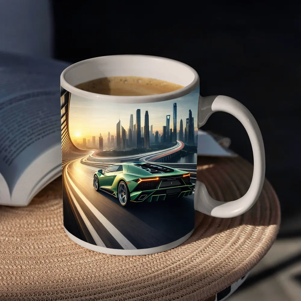 Lamborghini Sian Green City Skyline Drive – Mugs