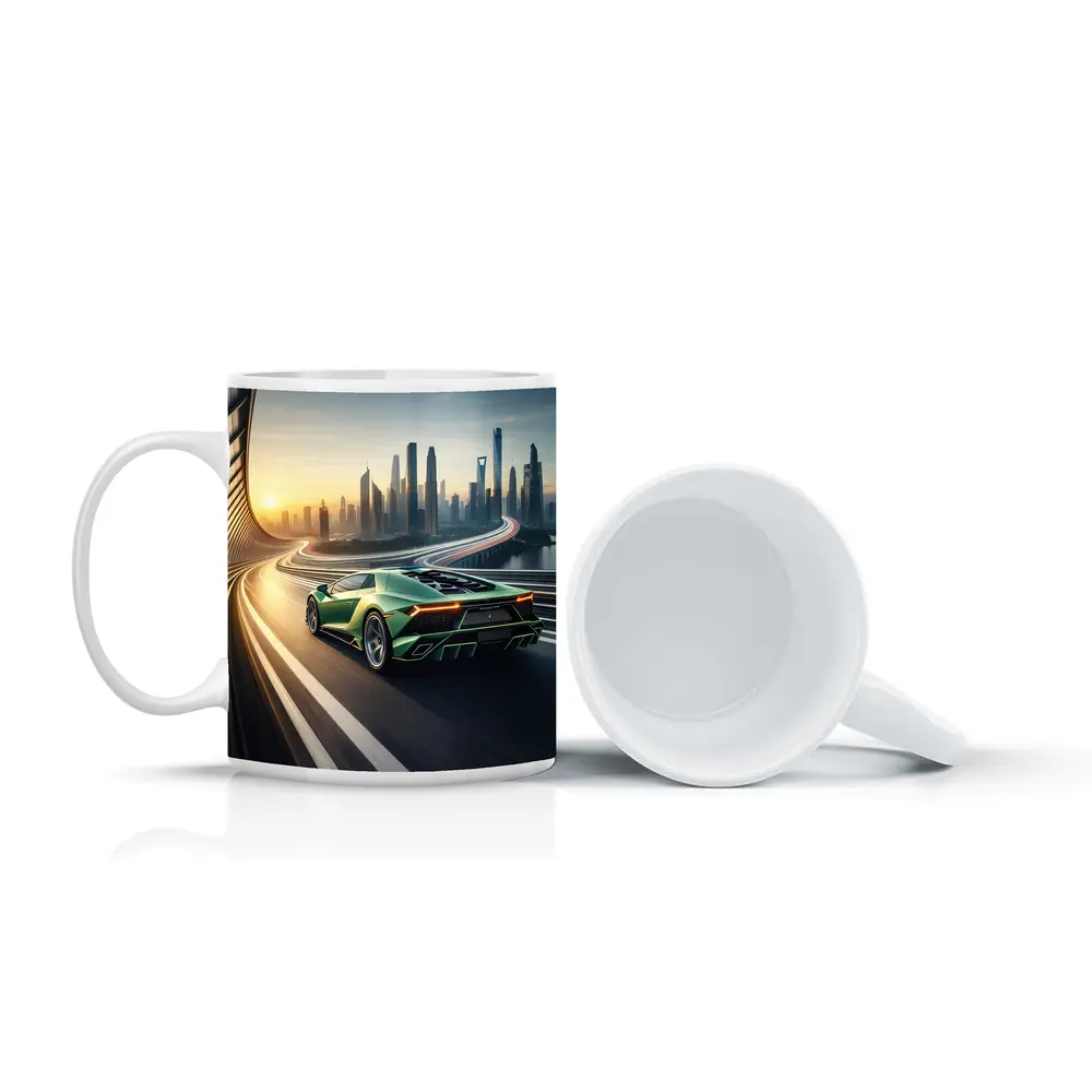 Lamborghini Sian Green City Skyline Drive – Mugs