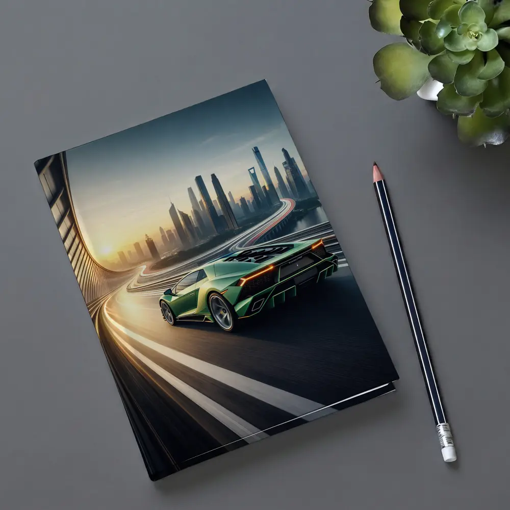 Lamborghini Sian Green City Skyline Drive – Notebooks