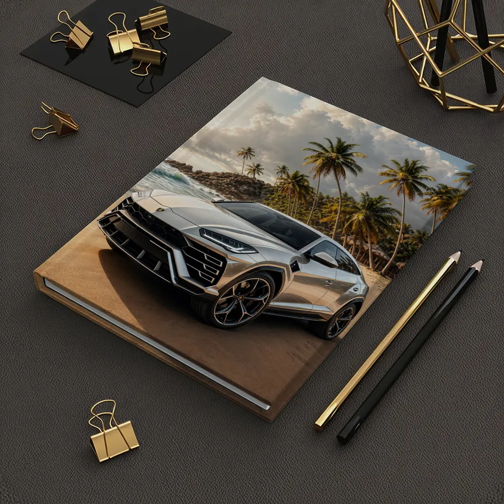 Lamborghini Urus Silver On Tropical Beach – Notebooks