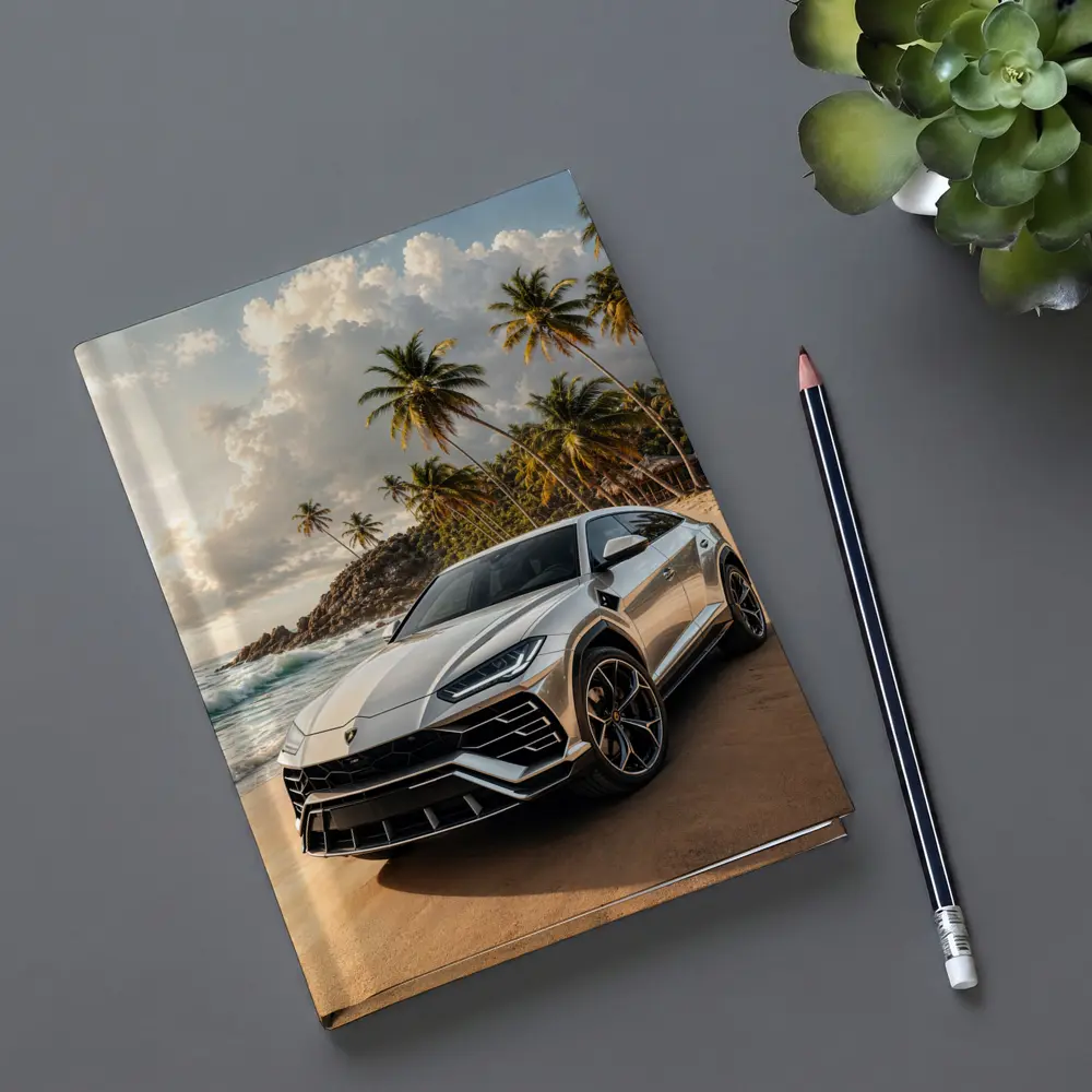 Lamborghini Urus Silver On Tropical Beach – Notebooks