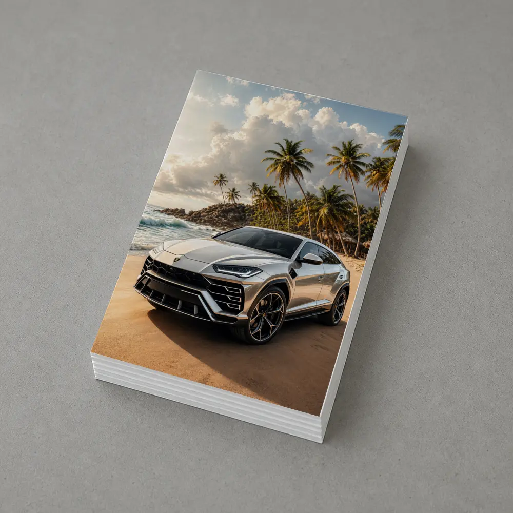Lamborghini Urus Silver On Tropical Beach – Postcards