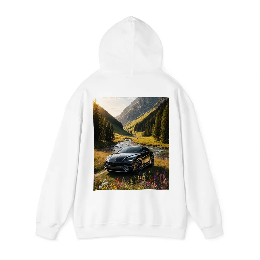 Lamborghini Urus Black Mountain Valley Scene – Hoodies