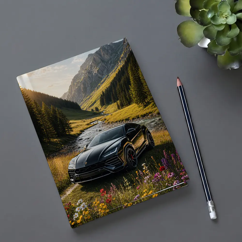 Lamborghini Urus Black Mountain Valley Scene – Notebooks