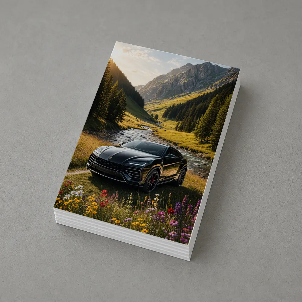 Lamborghini Urus Black Mountain Valley Scene – Postcards